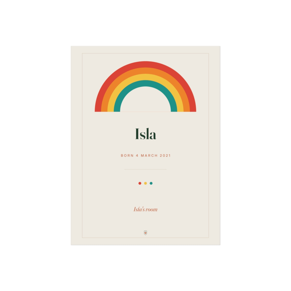 Personalised Rainbow Name Print for a Child's Room, Kept by You, personalised and printed in the UK