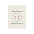 Personalised retirement print mock-up titled 'Susan's Retirement', six stars in a leafy wreath above six sample names