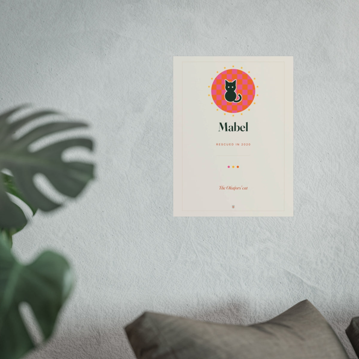 Personalised Retro Cat Name Print, Kept by You, personalised and printed in the UK (view 2)