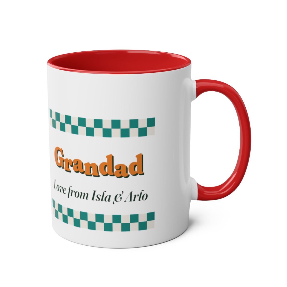 Personalised Retro Checkerboard Grandad Mug, Two-Tone, Kept by You, personalised and printed in the UK (view 8)