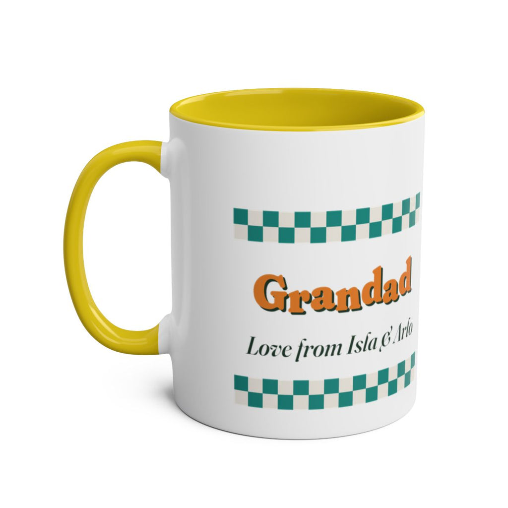 Personalised Retro Checkerboard Grandad Mug, Two-Tone, Kept by You, personalised and printed in the UK (view 3)
