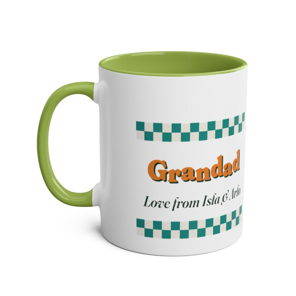 Personalised Retro Checkerboard Grandad Mug, Two-Tone, Kept by You, personalised and printed in the UK (view 4)