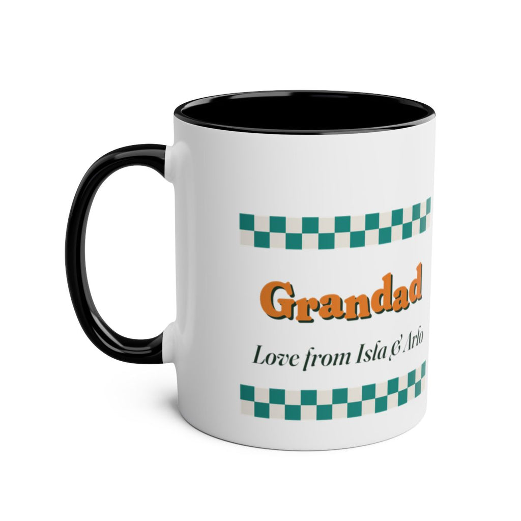 Personalised Retro Checkerboard Grandad Mug, Two-Tone, Kept by You, personalised and printed in the UK (view 2)