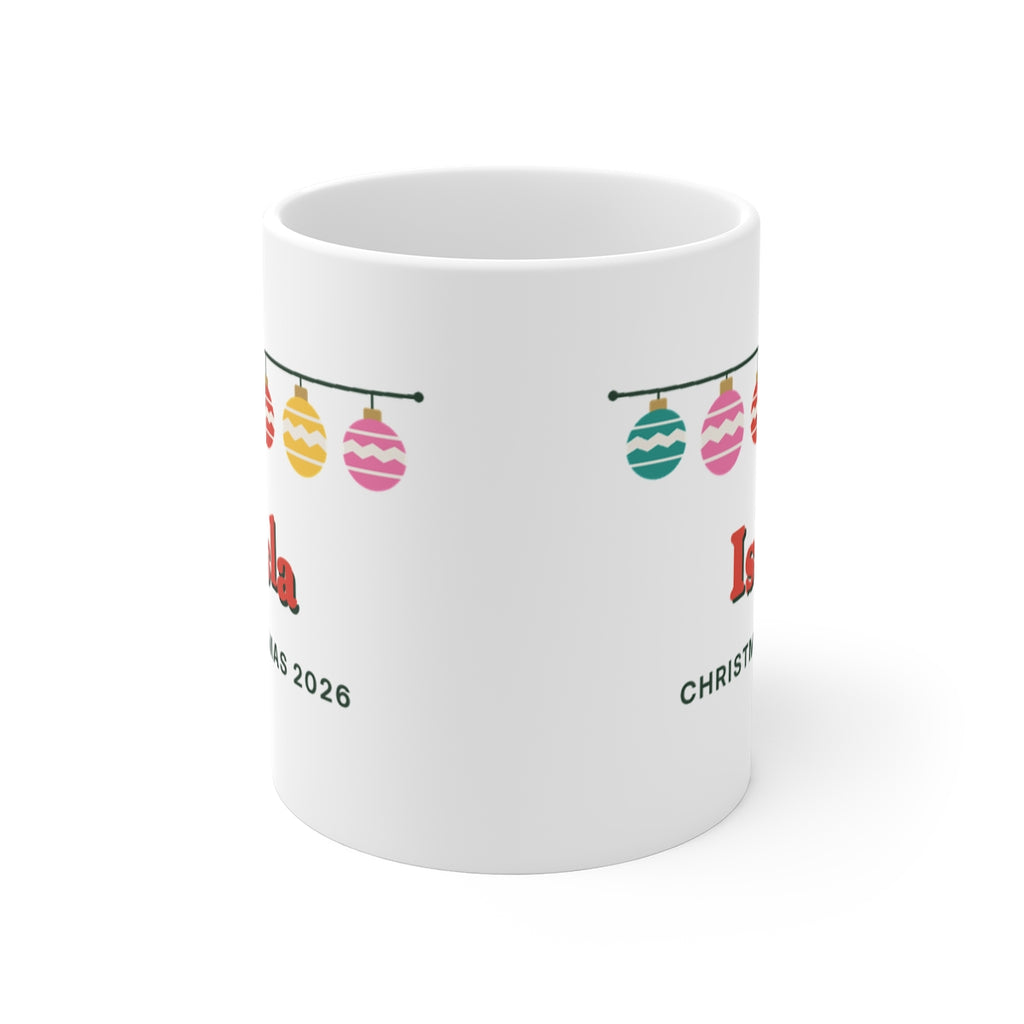 Personalised Retro Christmas Mug with Name, Kept by You, personalised and printed in the UK (view 4)