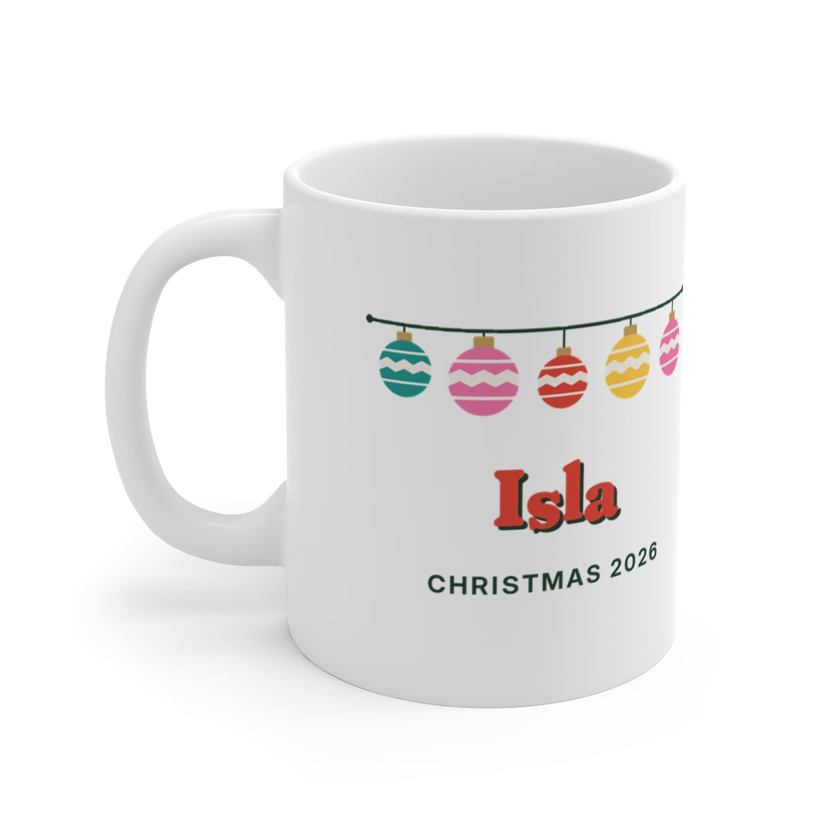 Personalised Retro Christmas Mug with Name, Kept by You, personalised and printed in the UK
