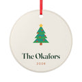 Personalised Retro Christmas Tree Ornament with Family Name, Kept by You, personalised and printed in the UK