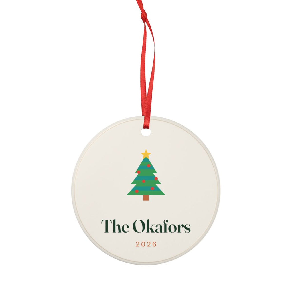 Personalised Retro Christmas Tree Ornament with Family Name, Kept by You, personalised and printed in the UK (view 3)