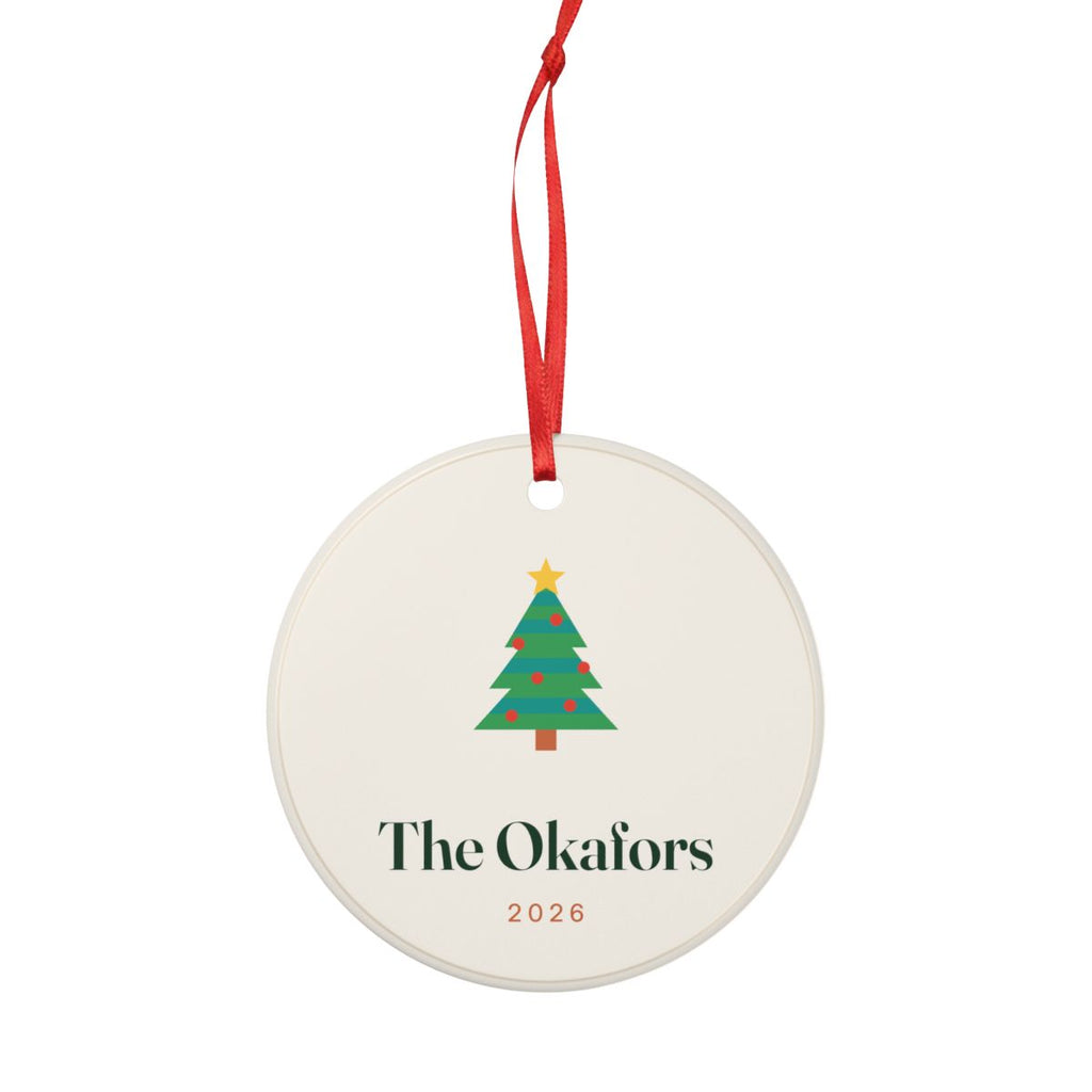 Personalised Retro Christmas Tree Ornament with Family Name, Kept by You, personalised and printed in the UK (view 4)