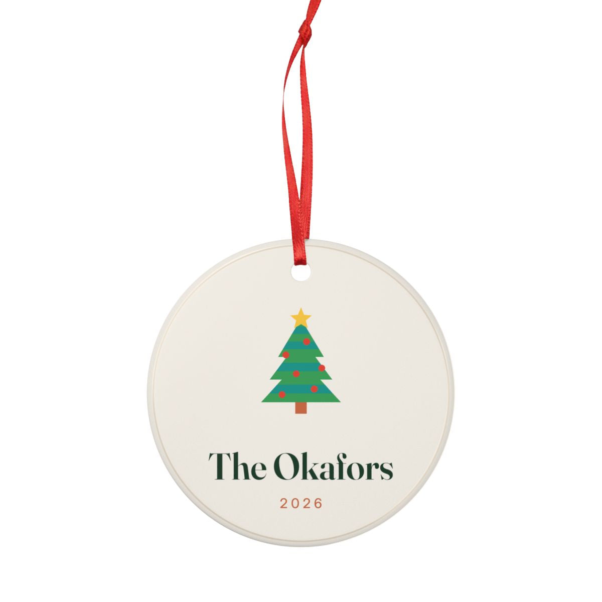 Personalised Retro Christmas Tree Ornament with Family Name, Kept by You, personalised and printed in the UK (view 4)
