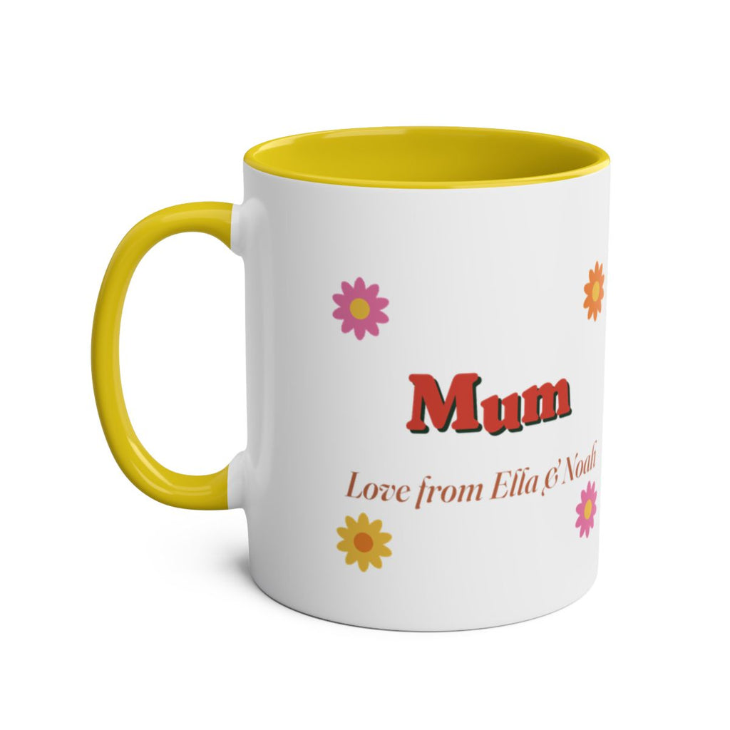 Personalised Retro Daisy Mum Mug, Two-Tone, Kept by You, personalised and printed in the UK (view 3)