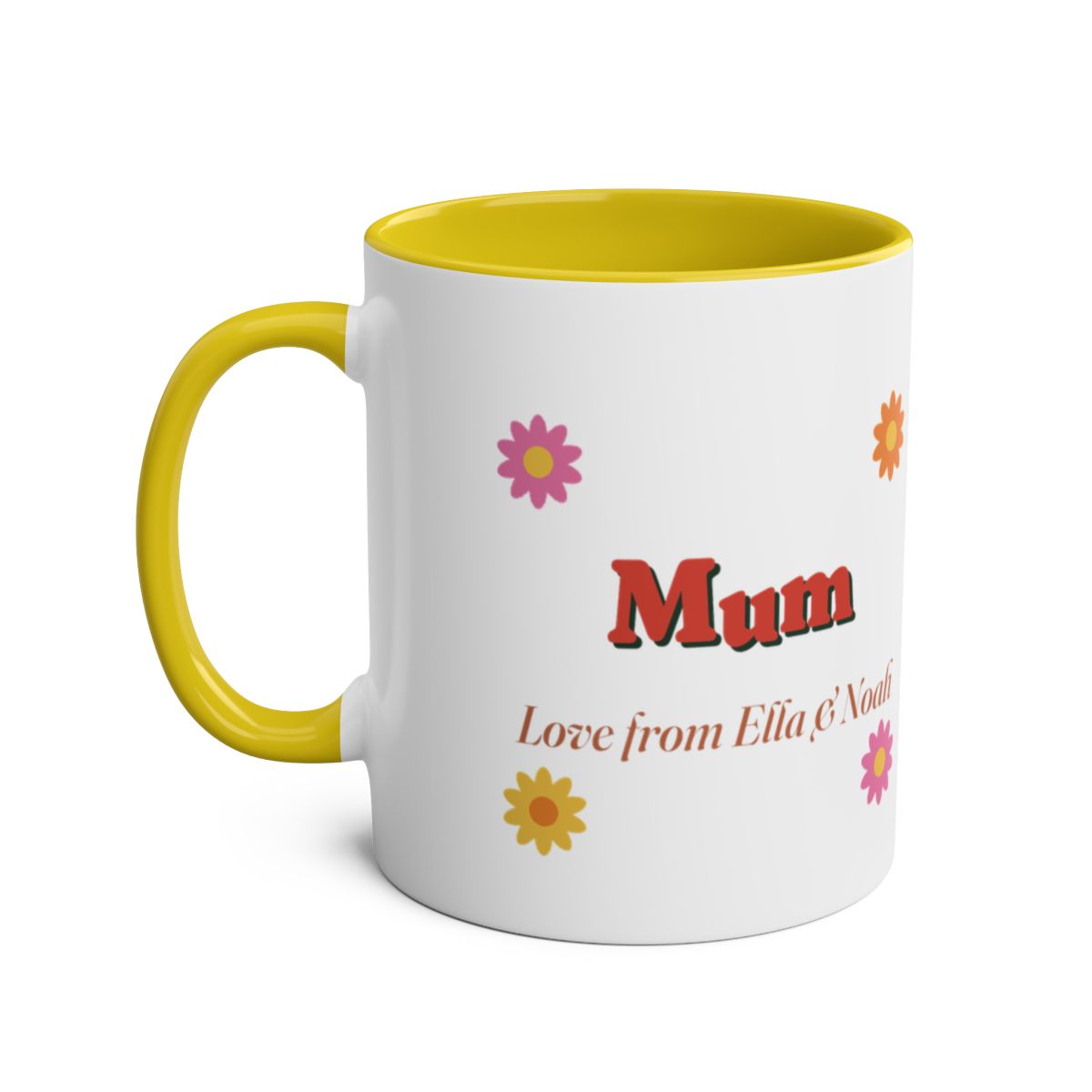 Personalised Retro Daisy Mum Mug, Two-Tone, Kept by You, personalised and printed in the UK (view 3)