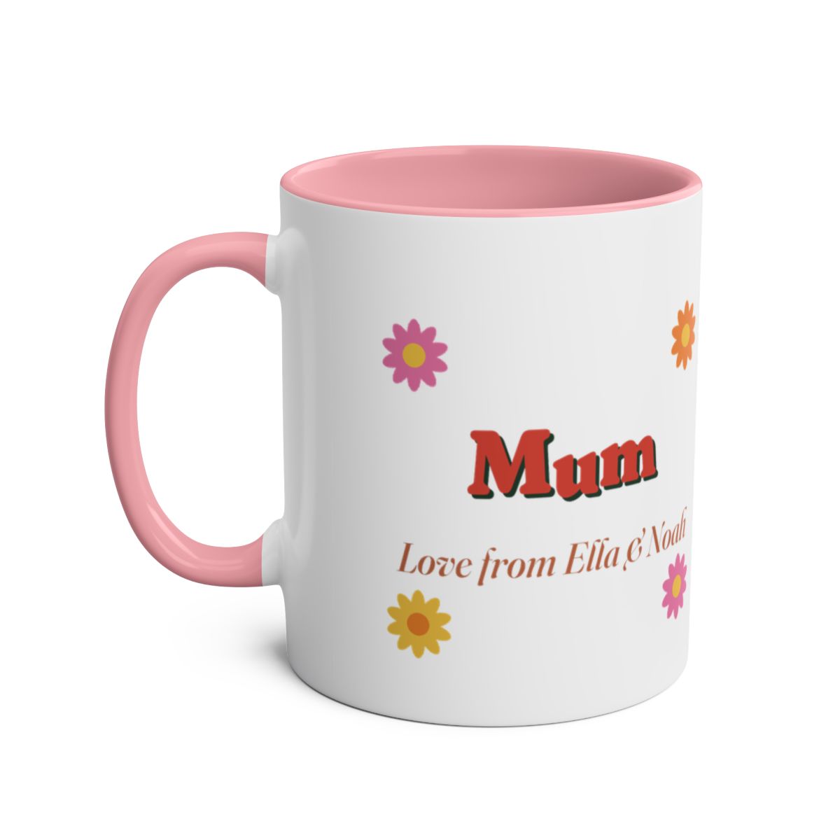 Personalised Retro Daisy Mum Mug, Two-Tone, Kept by You, personalised and printed in the UK (view 7)