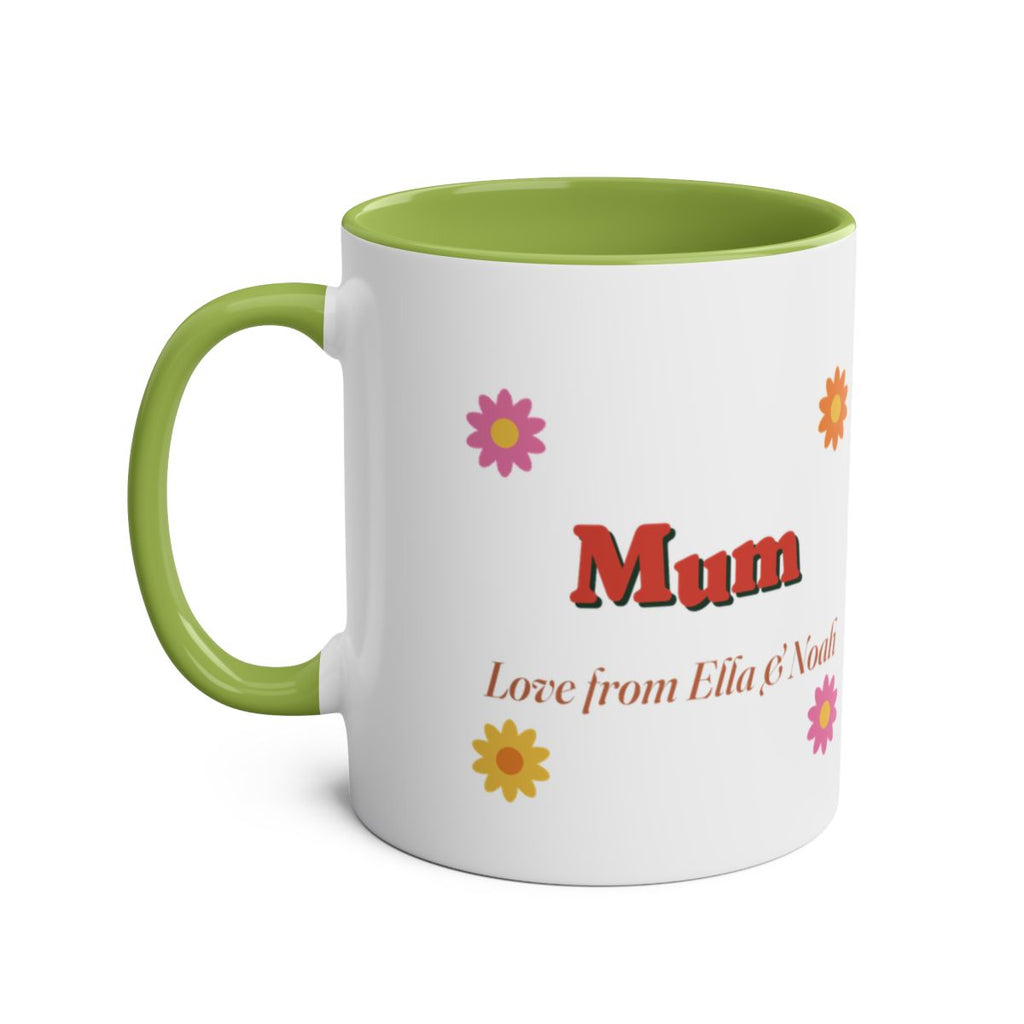 Personalised Retro Daisy Mum Mug, Two-Tone, Kept by You, personalised and printed in the UK (view 4)