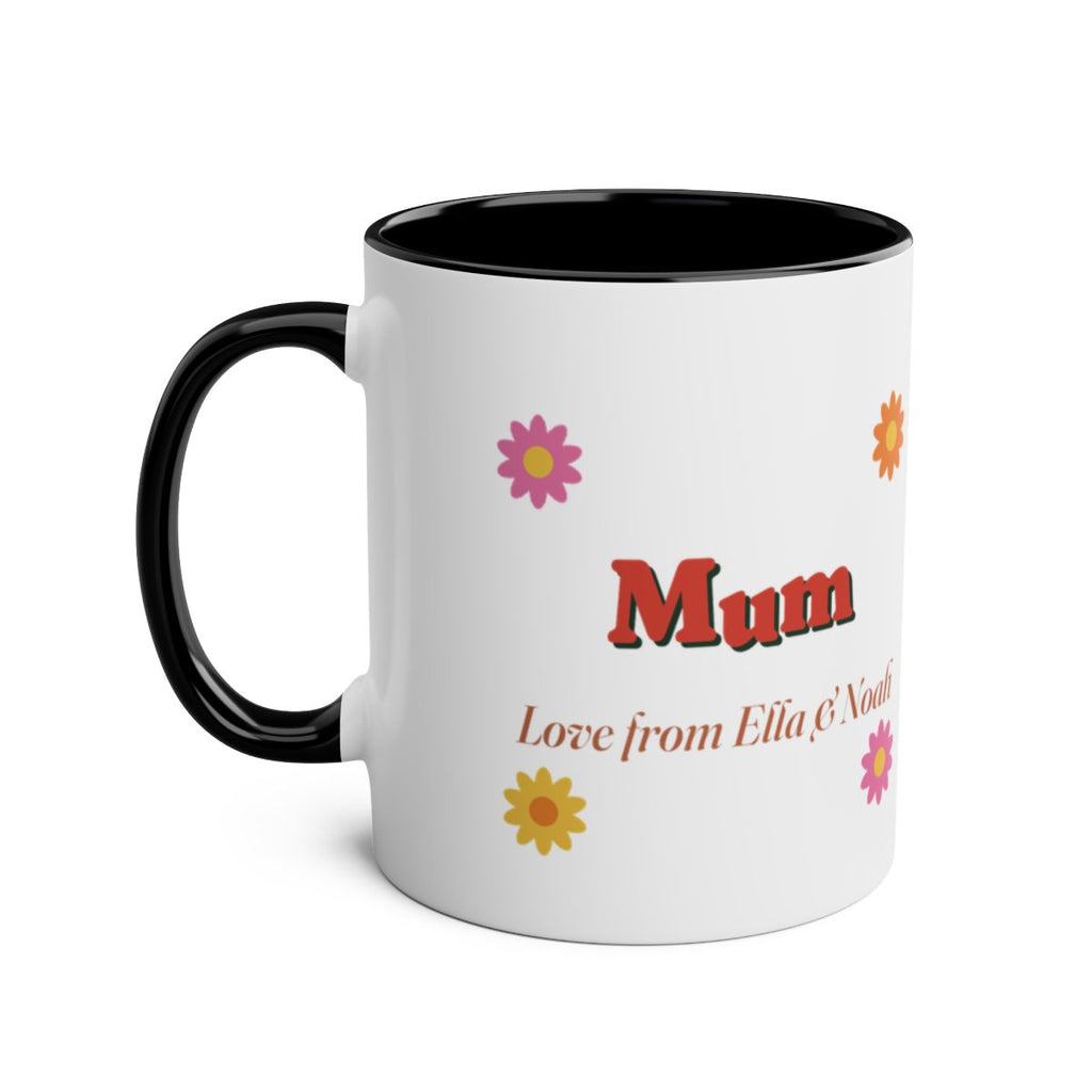 Personalised Retro Daisy Mum Mug, Two-Tone, Kept by You, personalised and printed in the UK (view 2)
