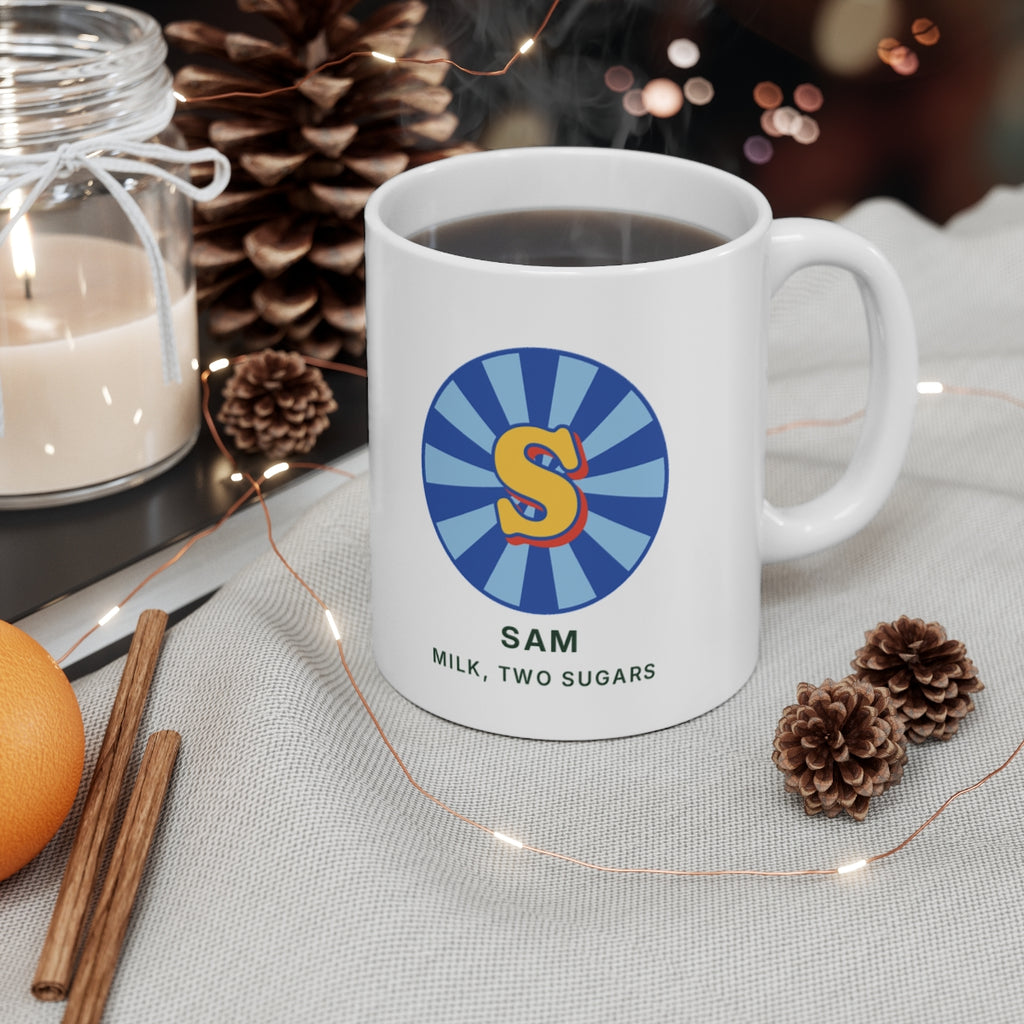 Personalised Retro Initial Mug with Name, Kept by You, personalised and printed in the UK (view 3)