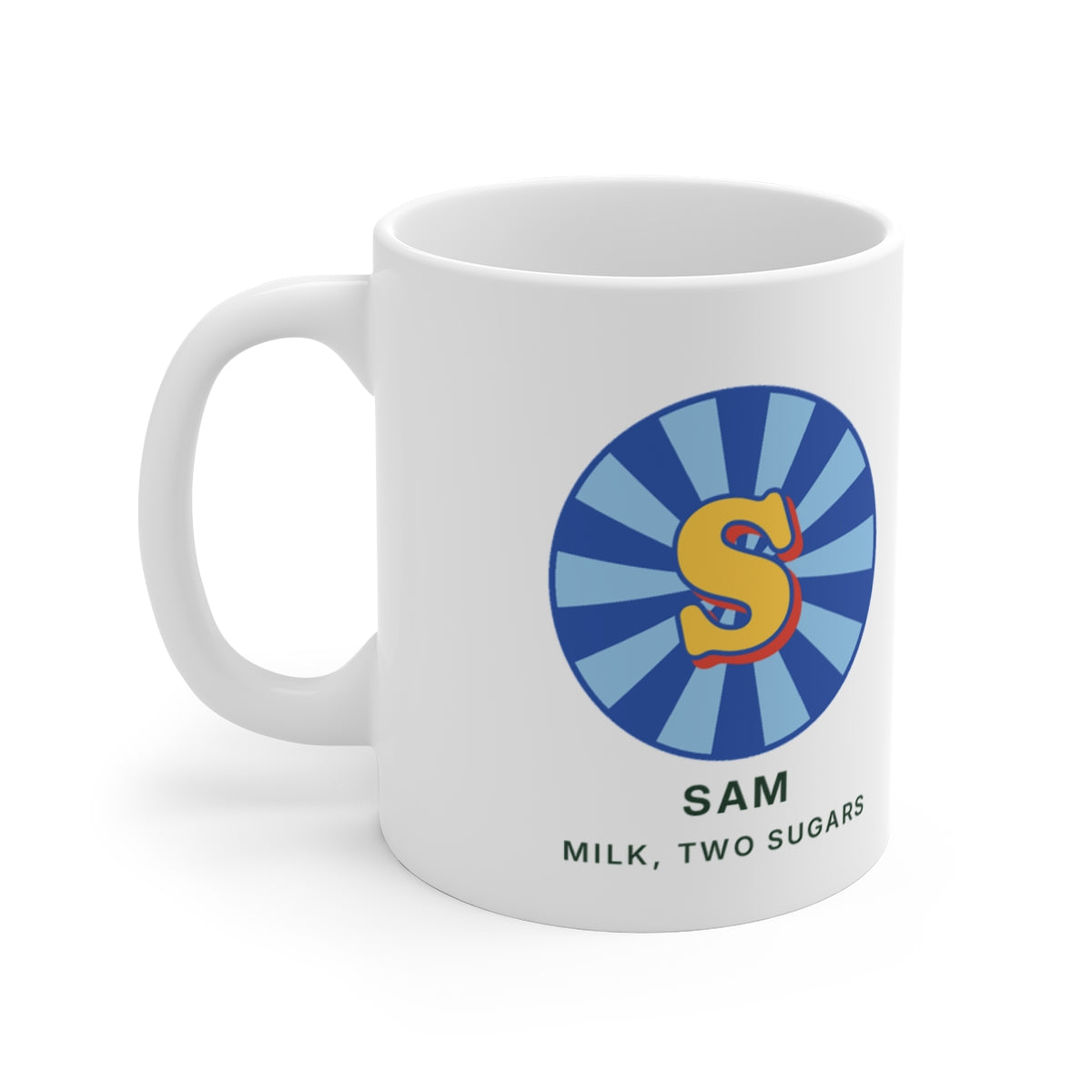Personalised Retro Initial Mug with Name, Kept by You, personalised and printed in the UK