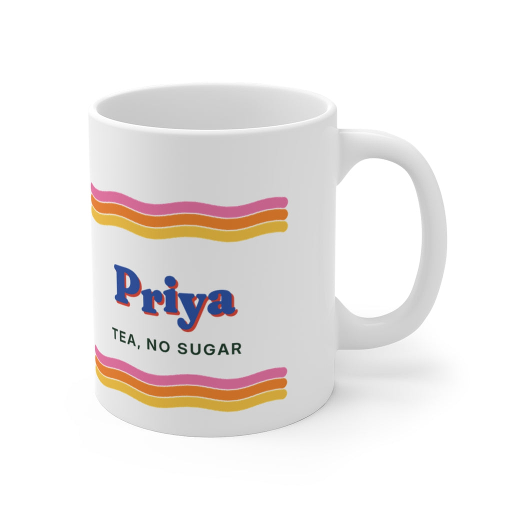 Personalised Retro Name Mug with Wavy Stripes, Kept by You, personalised and printed in the UK (view 2)
