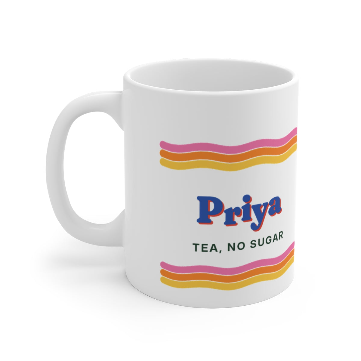 Personalised Retro Name Mug with Wavy Stripes, Kept by You, personalised and printed in the UK