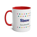 Personalised Retro Polka Dot Sister or Brother Mug, Two-Tone, Kept by You, personalised and printed in the UK