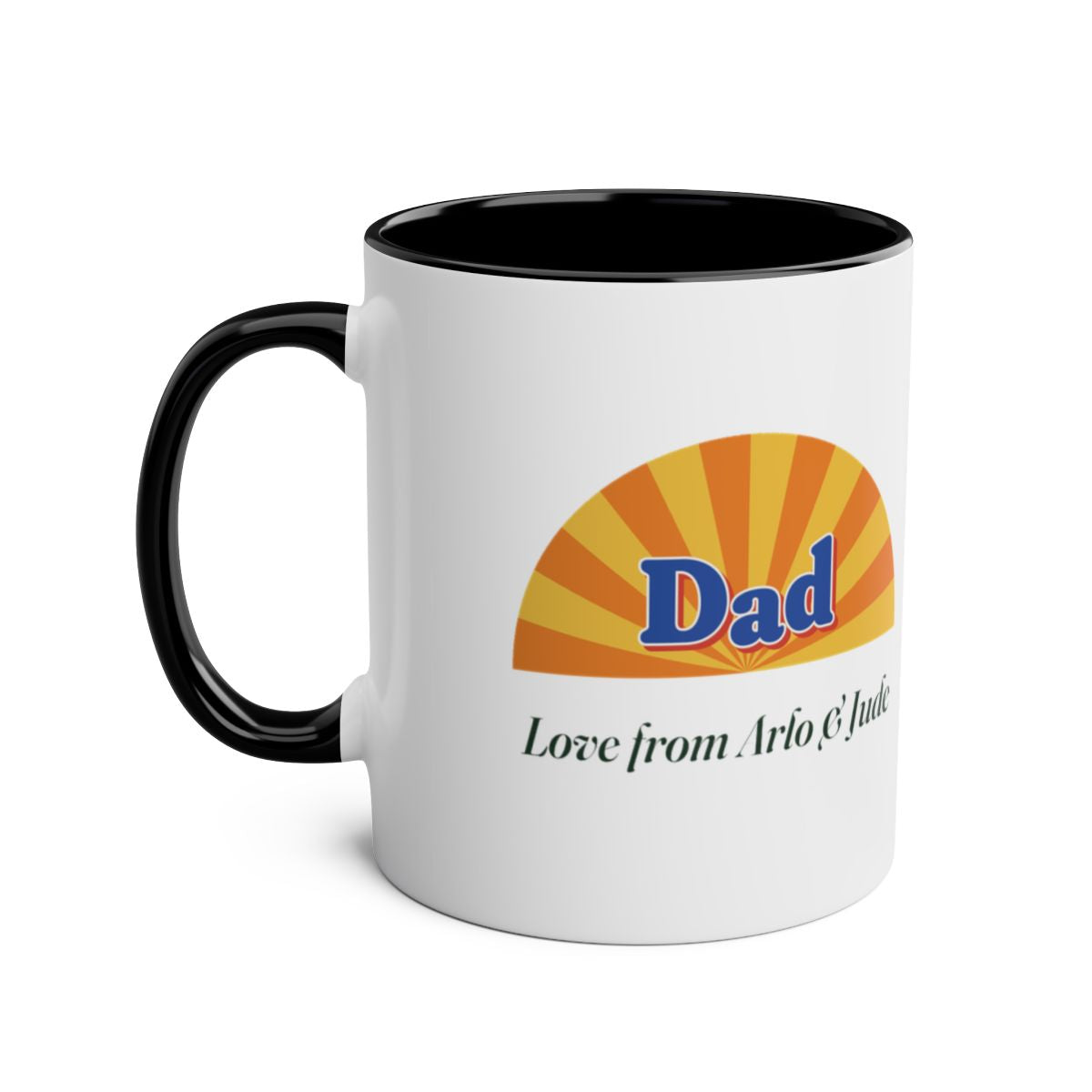 Personalised Retro Sunburst Dad Mug, Two-Tone, Kept by You, personalised and printed in the UK (view 2)