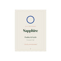 Sapphire anniversary print mock-up with a blue ring, '45th anniversary', 'Sapphire', 'Pauline & Keith' and '18 August 1981'