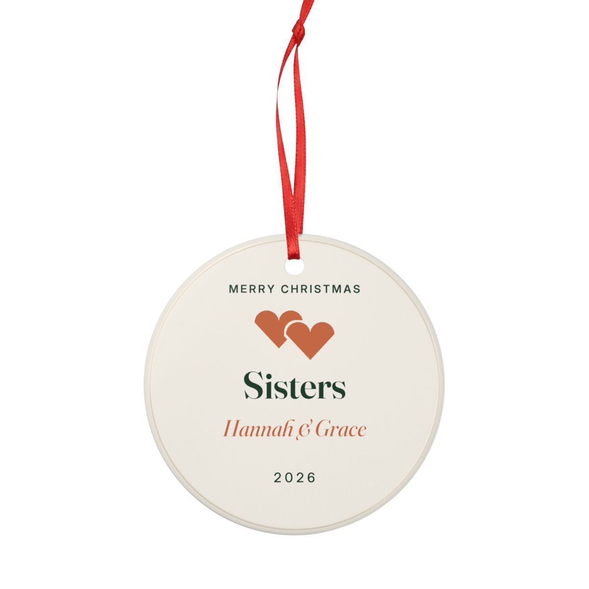 Personalised Sisters Christmas Ornament with Names, Kept by You, personalised and printed in the UK (view 4)