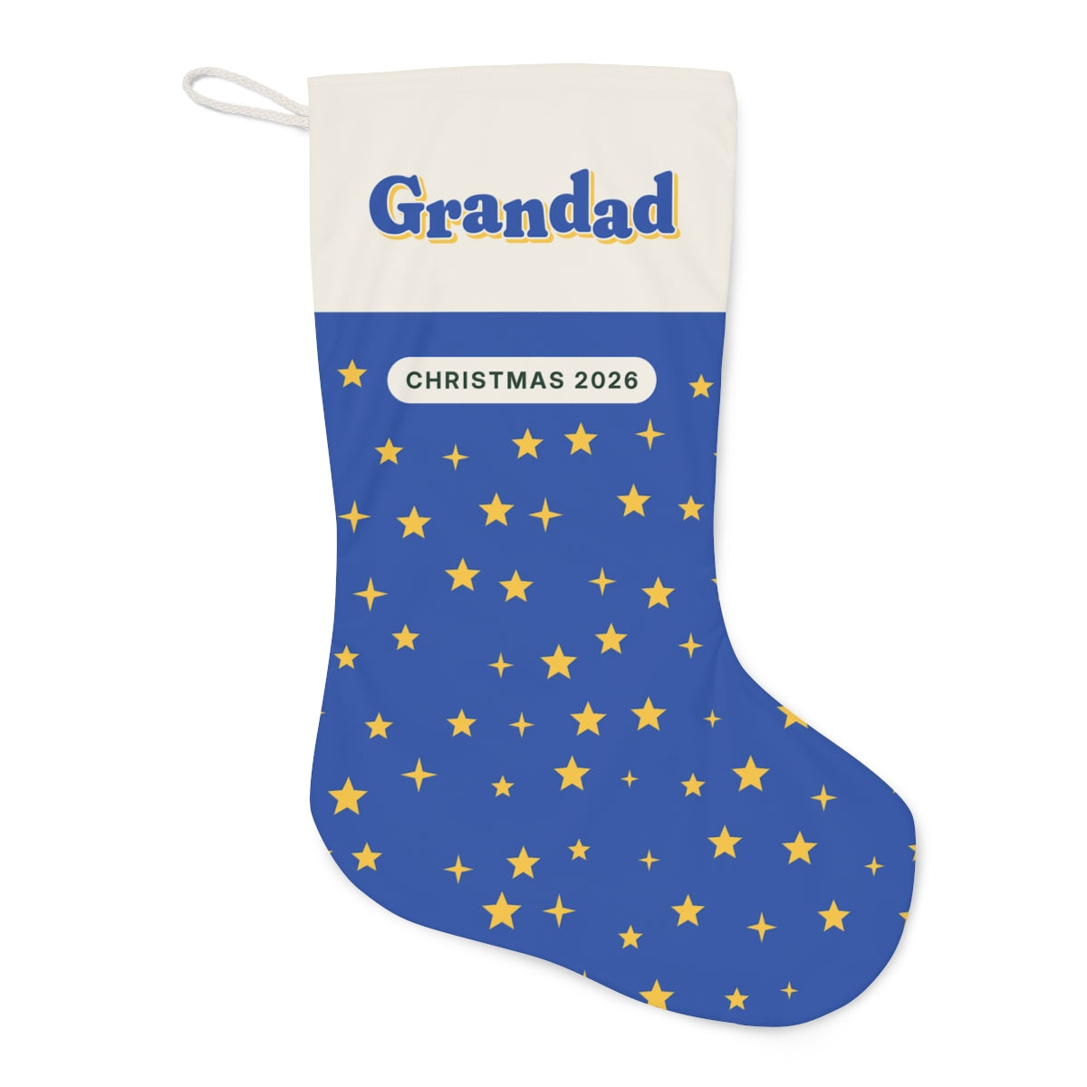 Personalised Starry Christmas Stocking with Name, Kept by You, personalised and printed in the UK