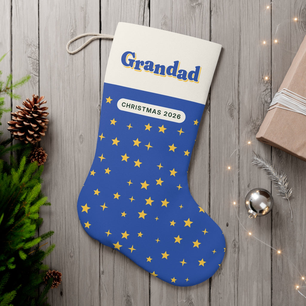 Personalised Starry Christmas Stocking with Name, Kept by You, personalised and printed in the UK (view 2)