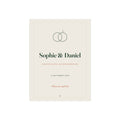 Personalised wedding print mock-up with linked rings, 'Sophie & Daniel', 'Hedsor House', a date and 'Where we said I do'