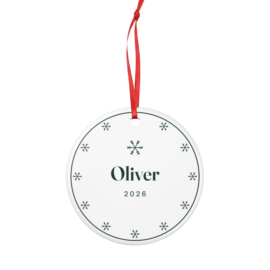Personalised Snowflake Ceramic Christmas Ornament with Name, Kept by You, personalised and printed in the UK (view 4)