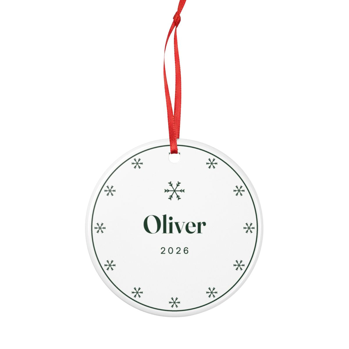 Personalised Snowflake Ceramic Christmas Ornament with Name, Kept by You, personalised and printed in the UK (view 4)